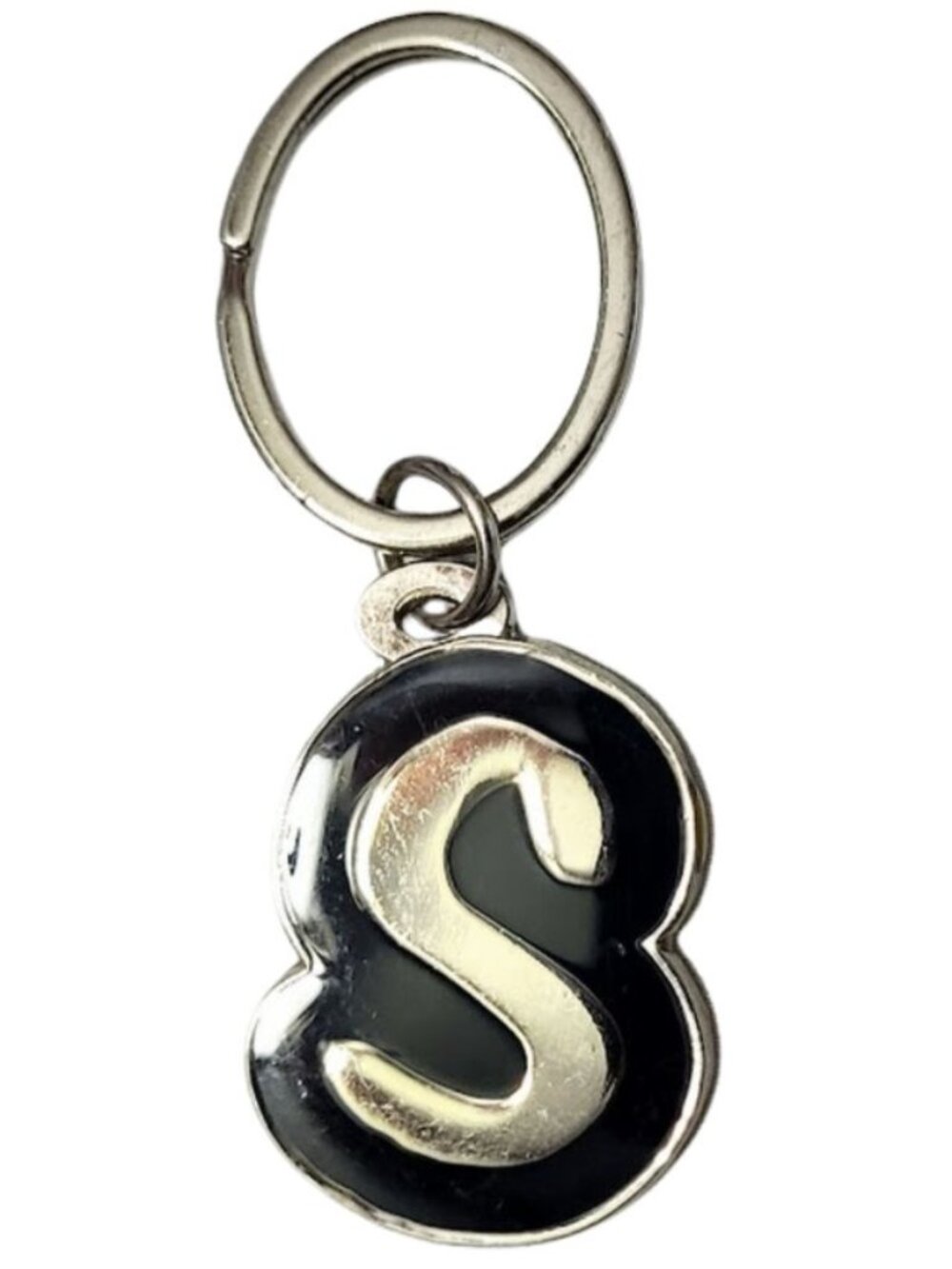 SWIBCO NW0T Black & Silver Galaxy Keychain Silver Metal Personalized Initial S
